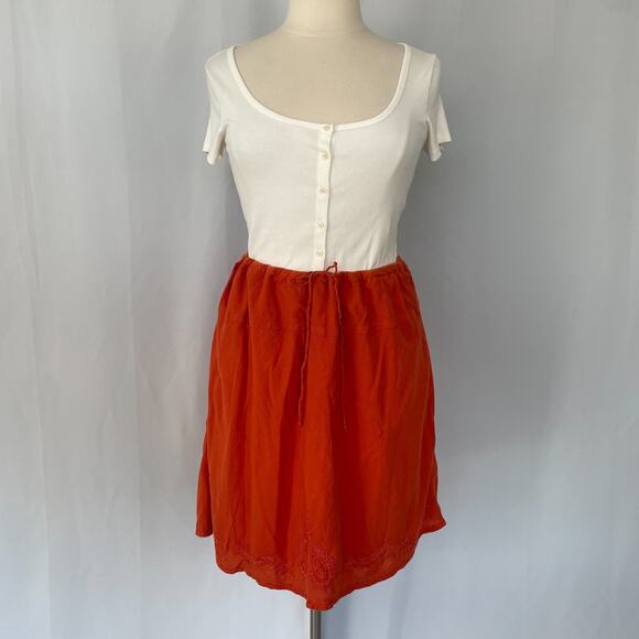 Boho Skirt Plus Size 2X Orange Solid Embroidered Pull On Lagenlook Y2K Fairy - Picture 2 of 13